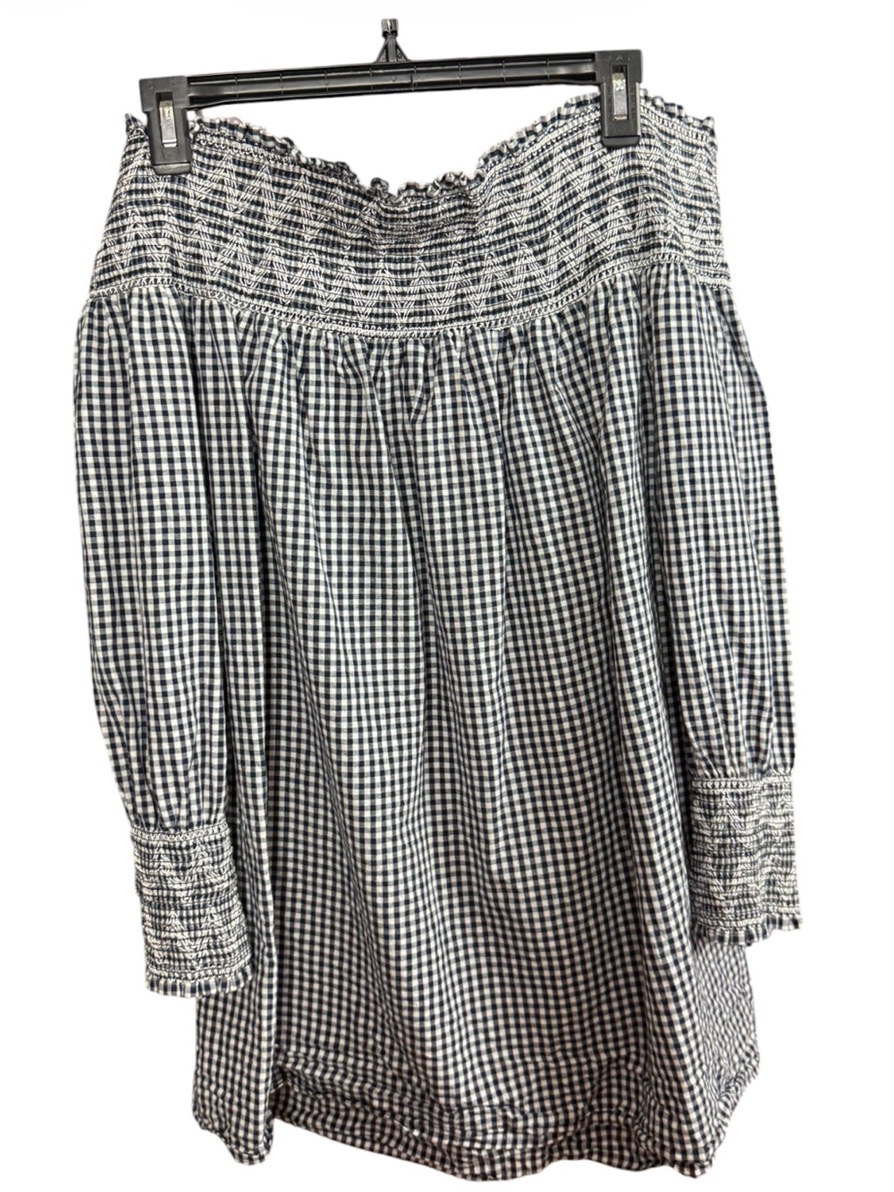 South Main Navy Gingham Off-The-Shoulder Top - XL - Like New